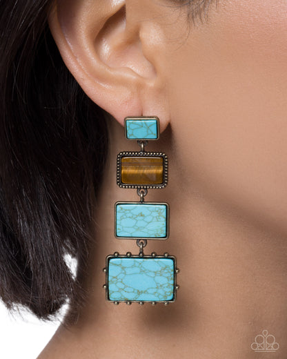 Serious Squares - brass - Paparazzi earrings