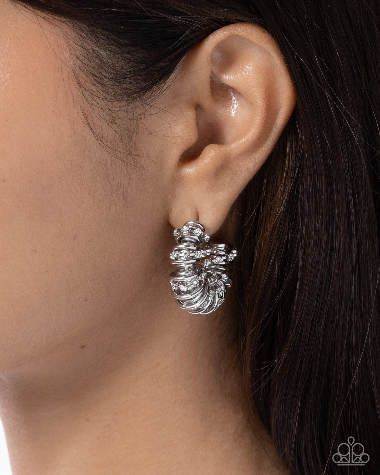 Serrated Sophistication - white - Paparazzi earrings