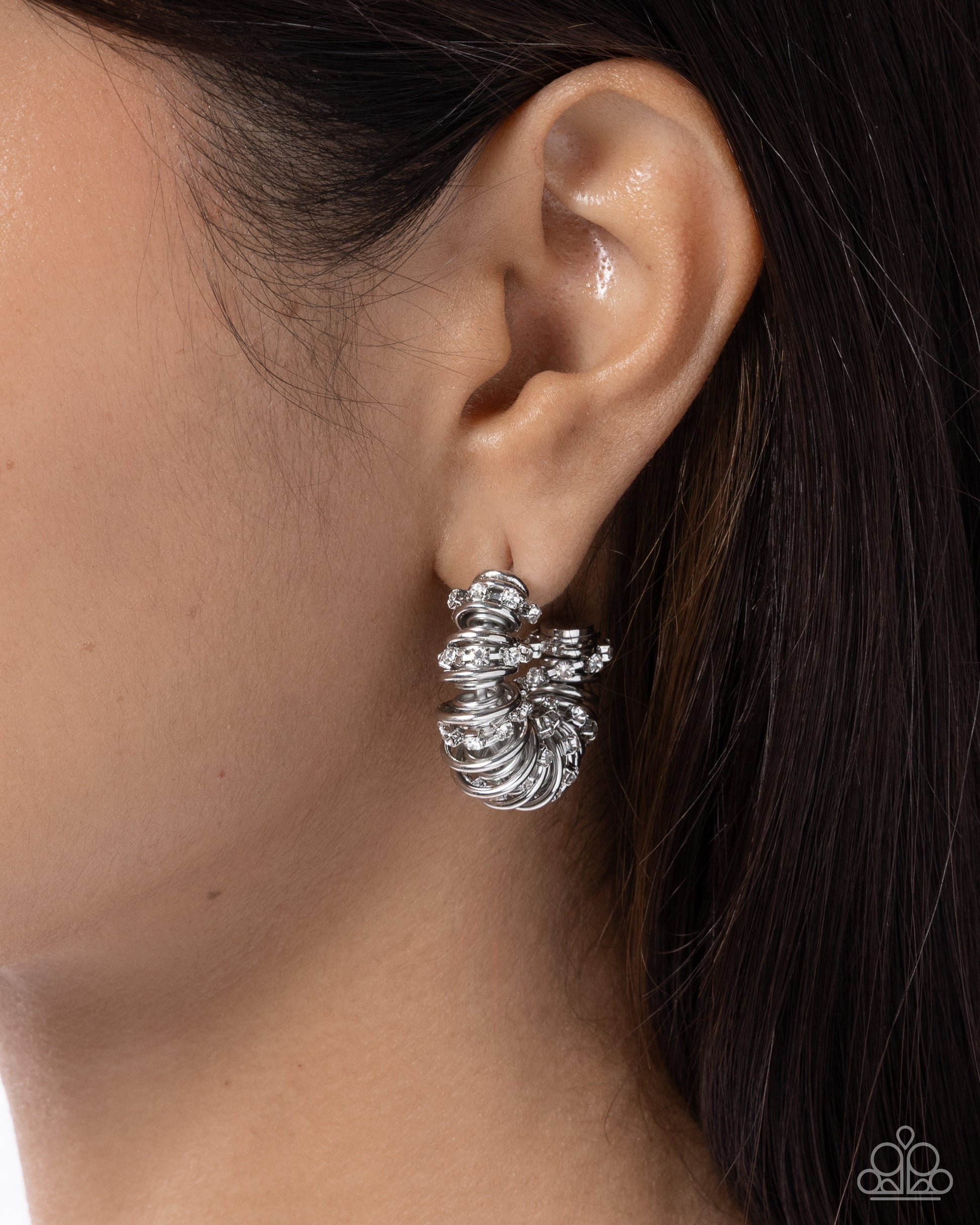 Serrated Sophistication - white - Paparazzi earrings