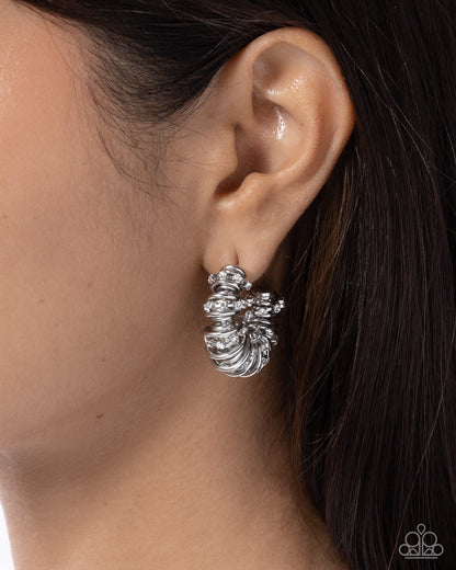 Serrated Sophistication - white - Paparazzi earrings