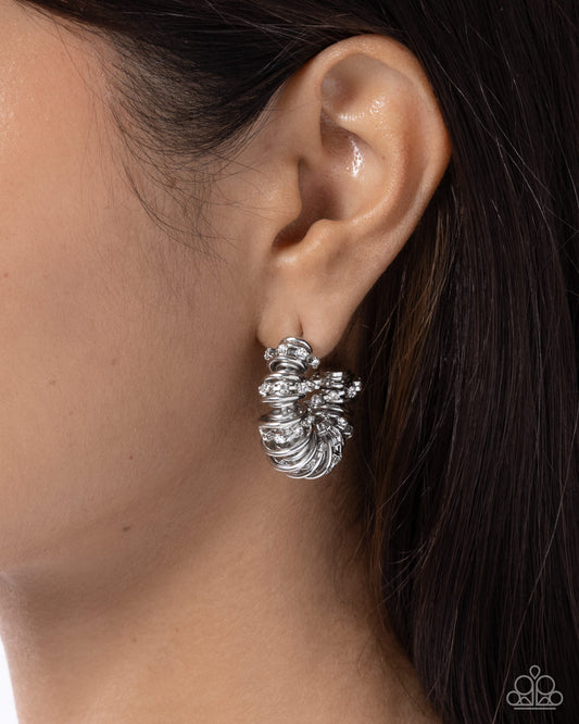 Serrated Sophistication - white - Paparazzi earrings