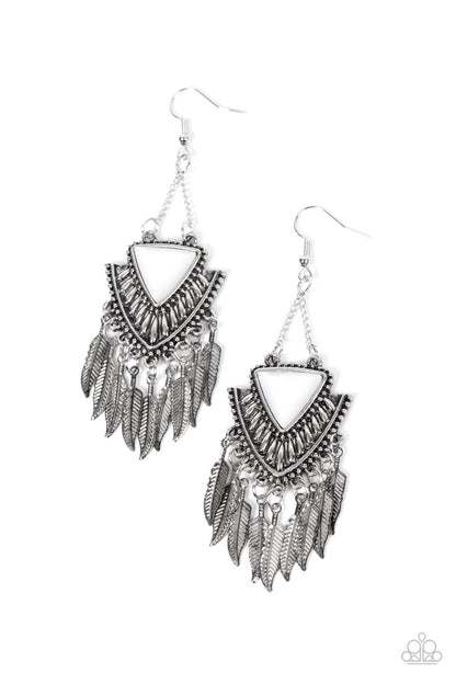 Shady Oasis - white - Paparazzi earrings