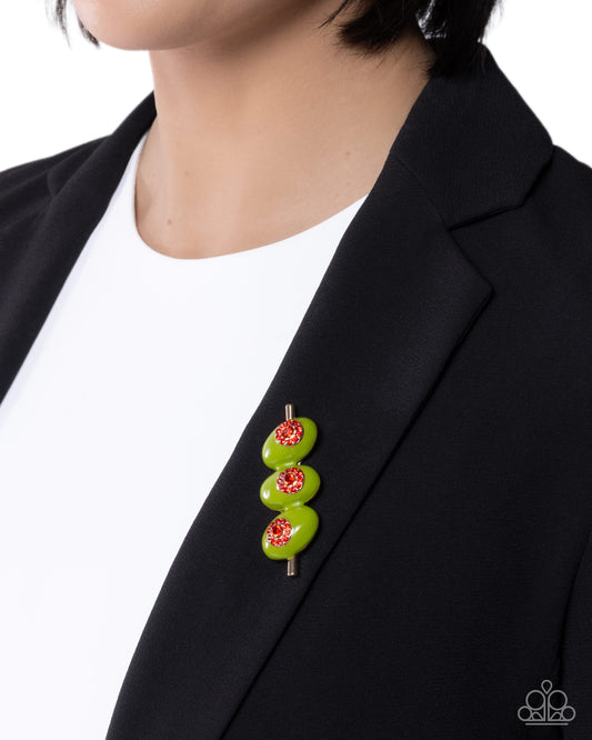 Shaken, Not Stirred - green - Paparazzi brooch