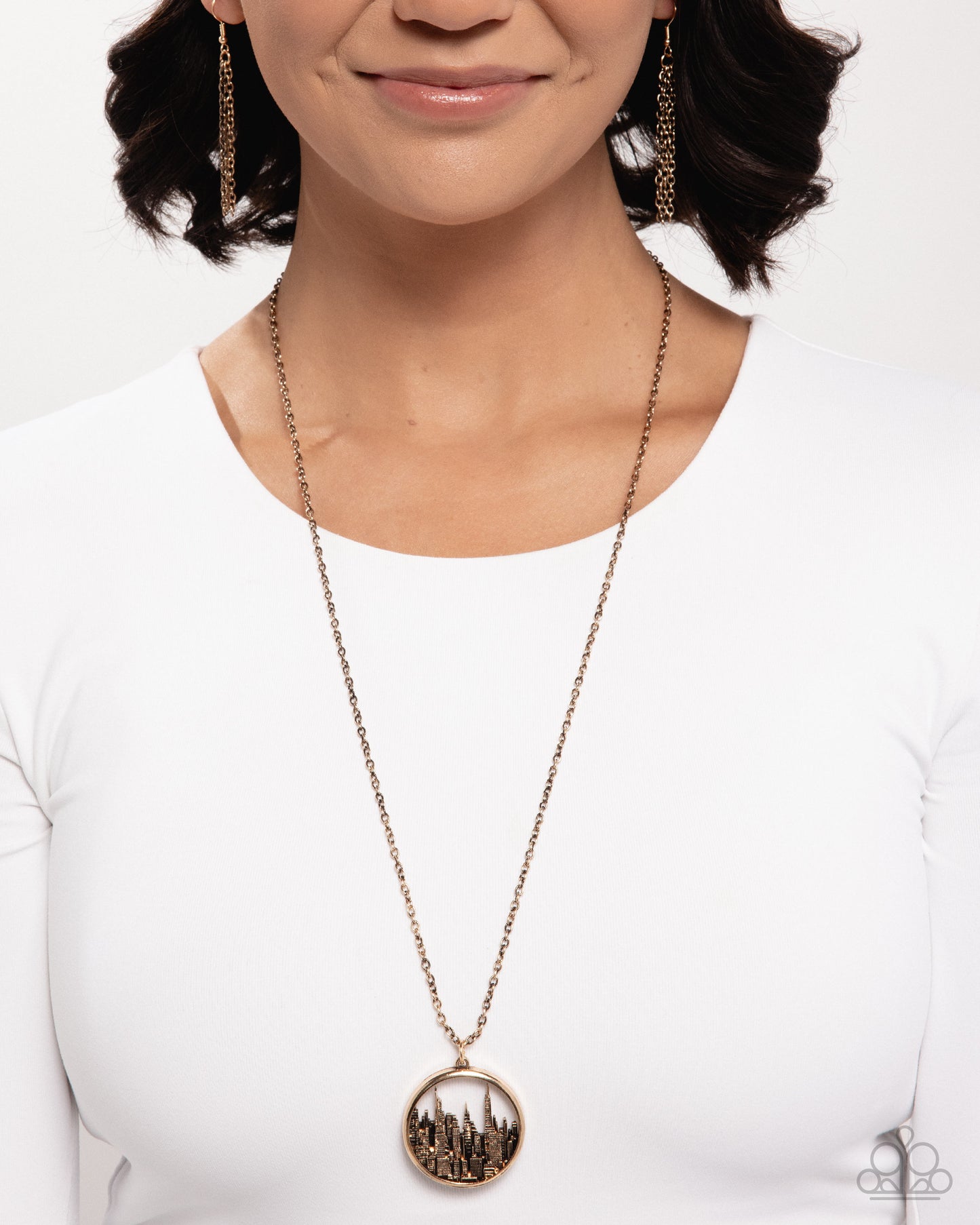 Sharp Skyscrapers - gold - Paparazzi necklace