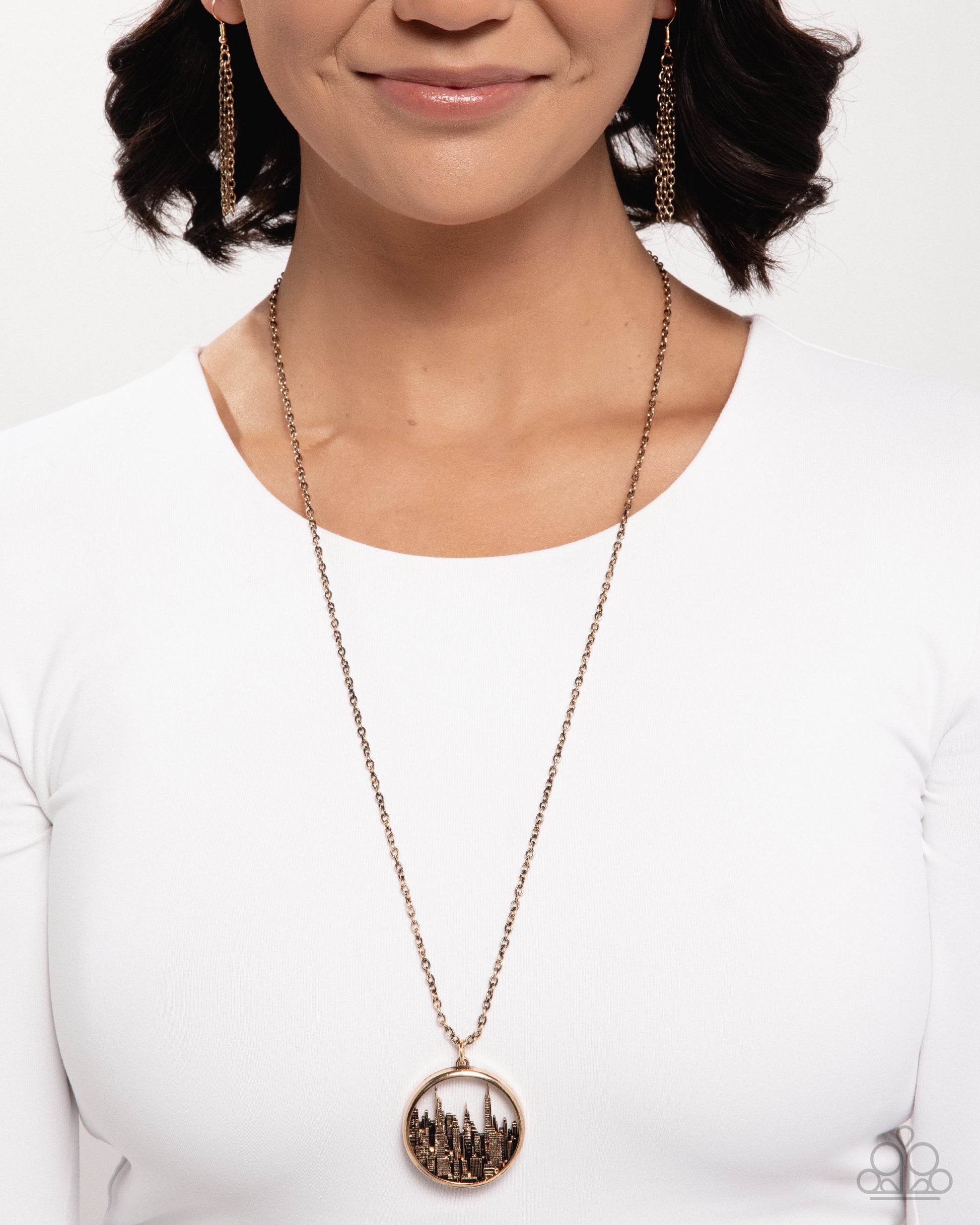 Sharp Skyscrapers - gold - Paparazzi necklace