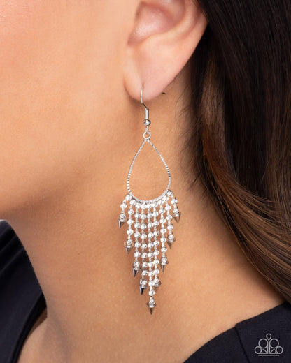 Sharp Streaming - white - Paparazzi earrings