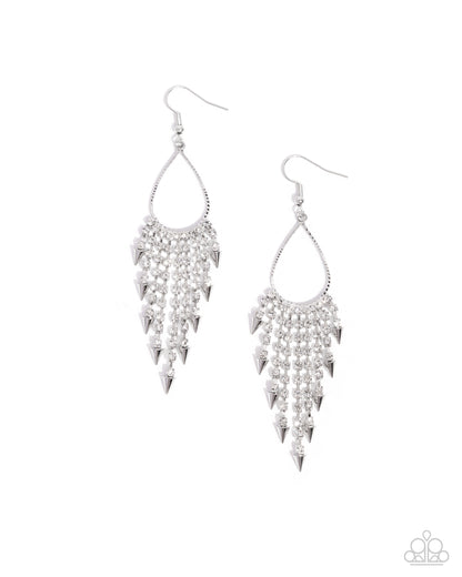 Sharp Streaming - white - Paparazzi earrings