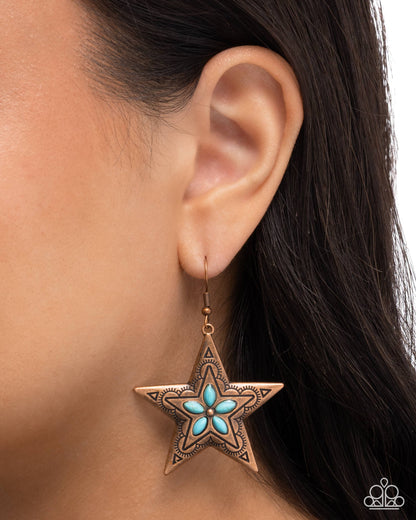 Sheriff Santa Fe - copper - Paparazzi earrings