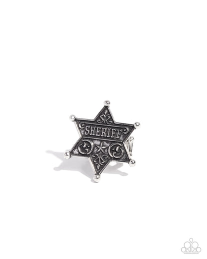 Sheriffs Star - silver - Paparazzi ring