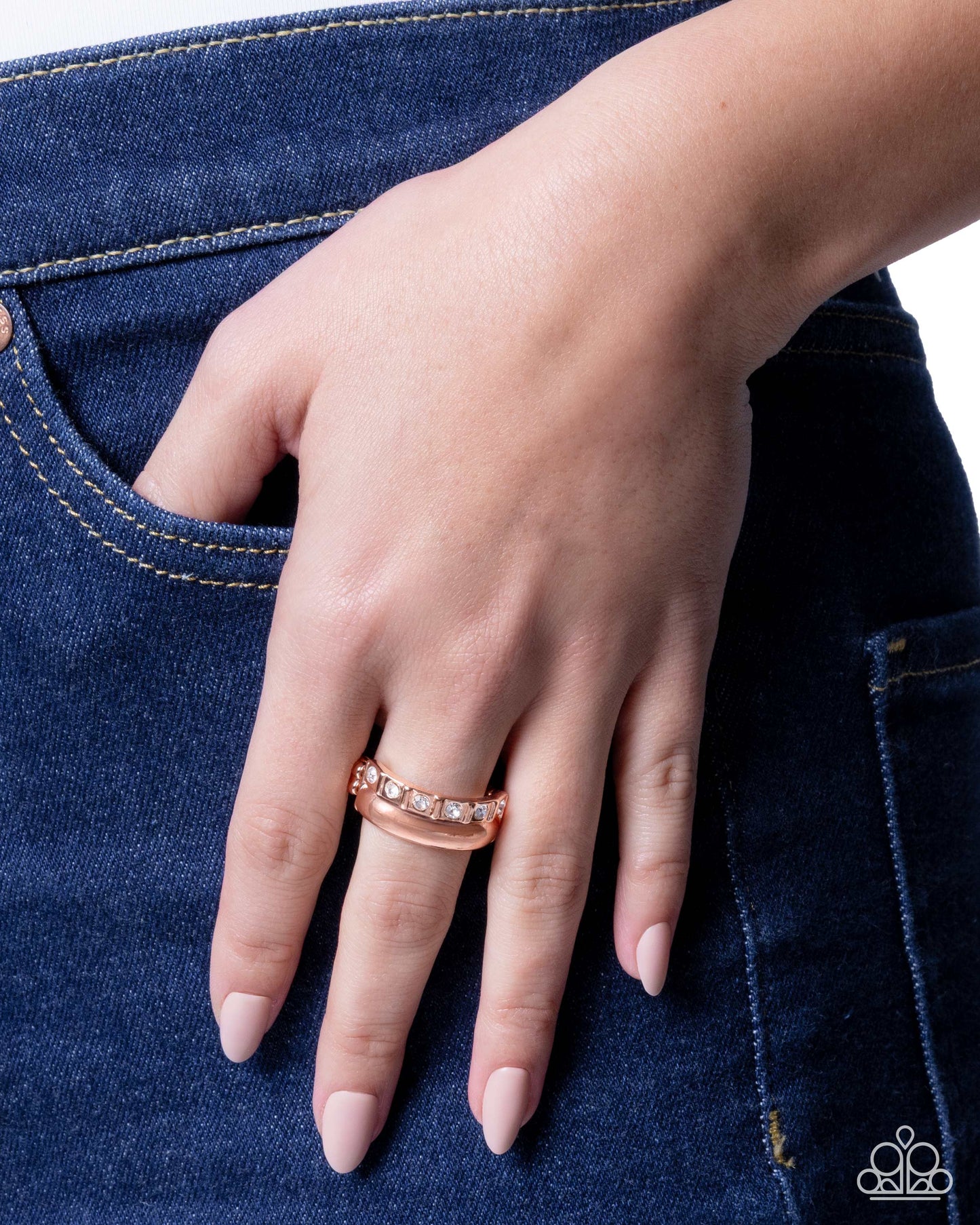 Shimmer Squared - rose gold - Paparazzi ring