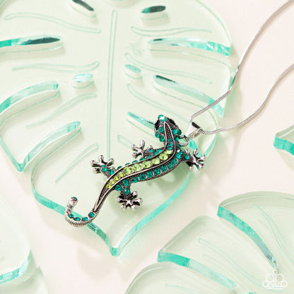 Shimmery Salamander - green - Paparazzi necklace