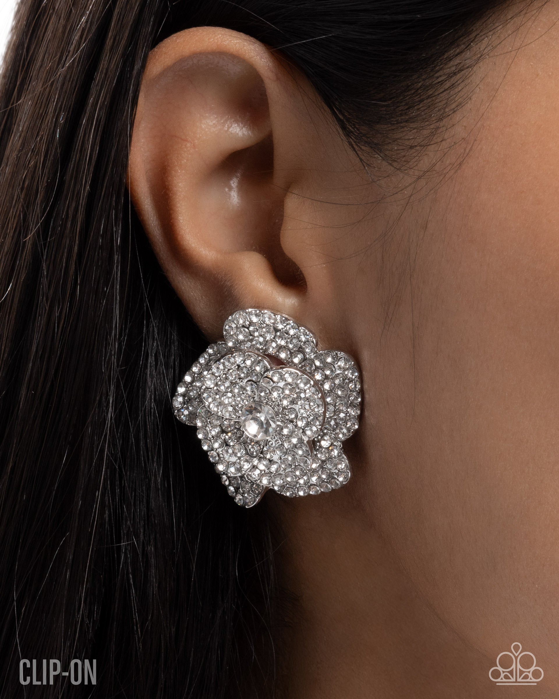 Shimmery Surety - white - Paparazzi CLIP ON earrings