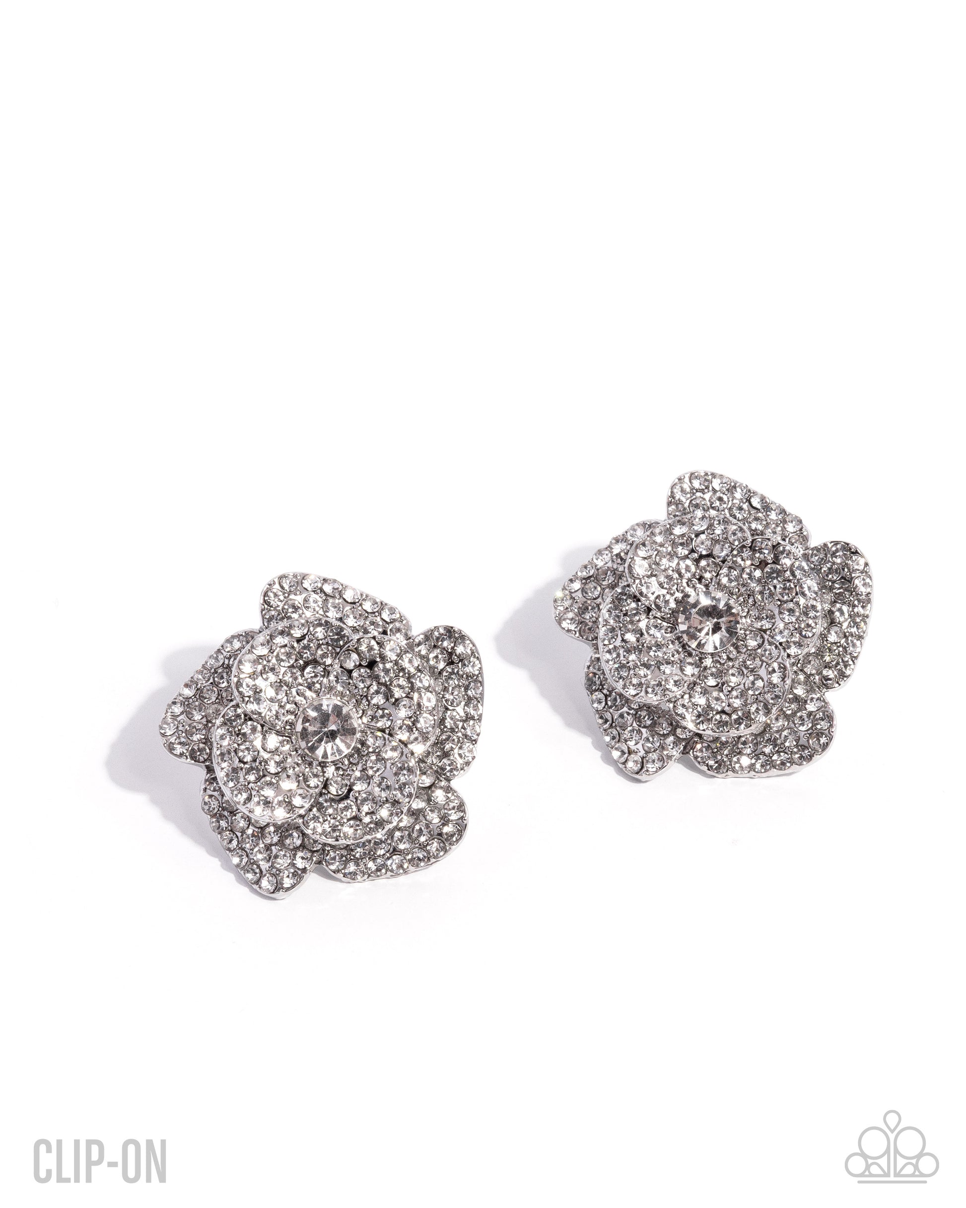 Shimmery Surety - white - Paparazzi CLIP ON earrings