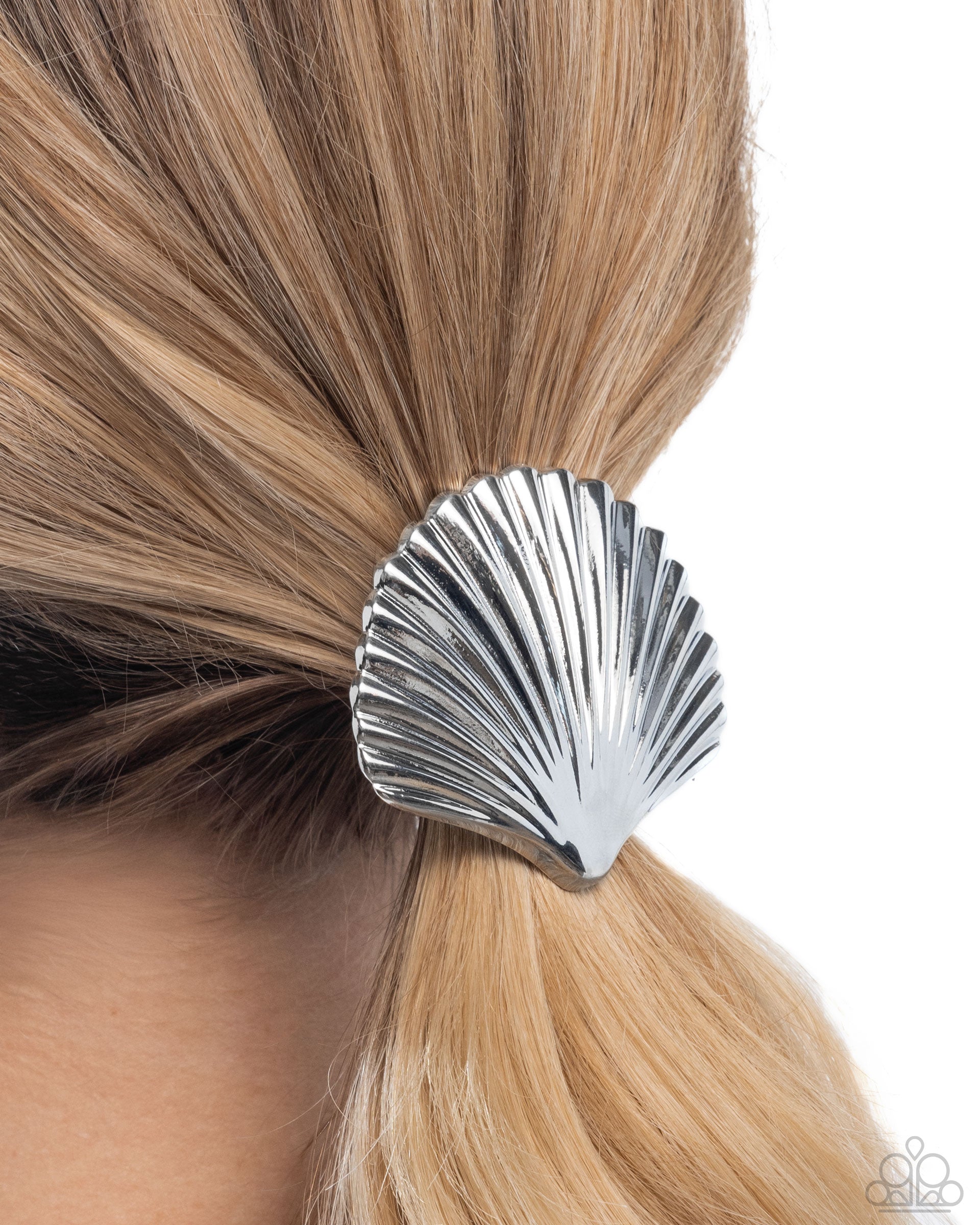 Short Seashell - silver - Paparazzi hair tie