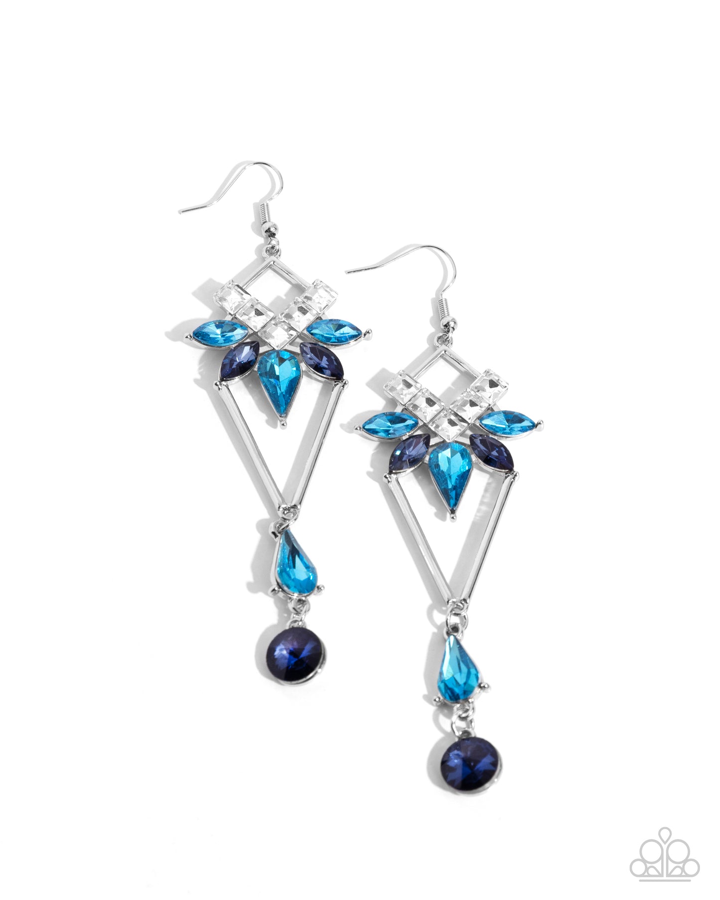 Shoulder-Dusting Shimmer - blue - Paparazzi earrings