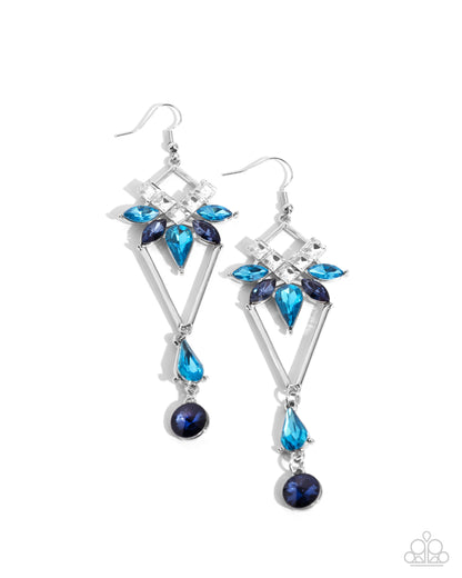 Shoulder-Dusting Shimmer - blue - Paparazzi earrings