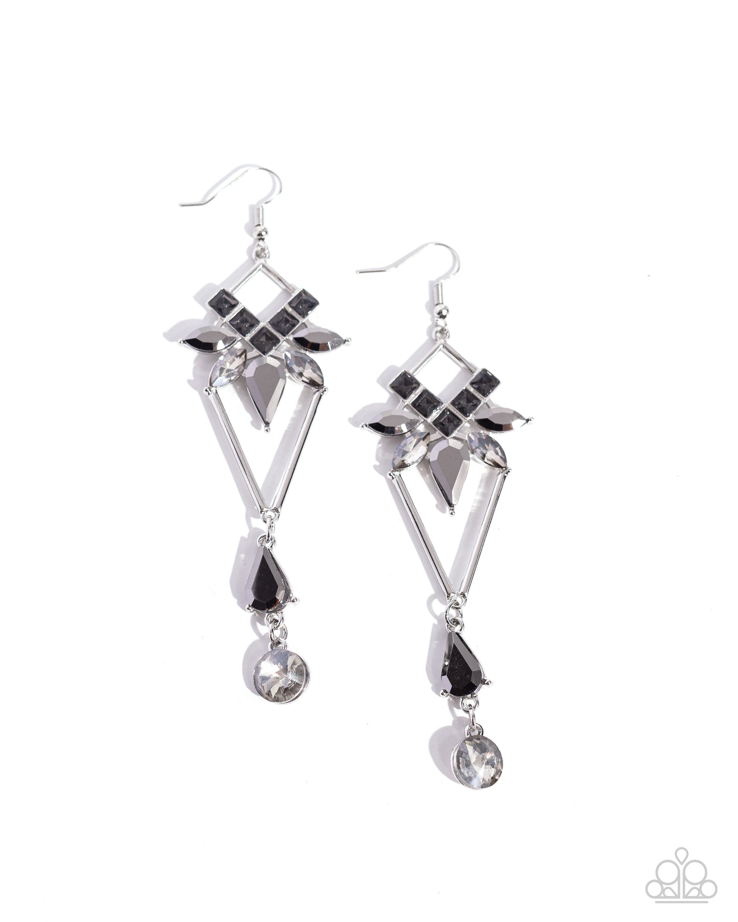 Shoulder-Dusting Shimmer - silver - Paparazzi earrings