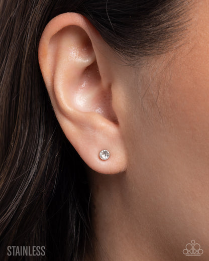 Silent Shimmer - white - Paparazzi earrings