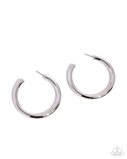 Sinuous Sheen - silver - Paparazzi earrings