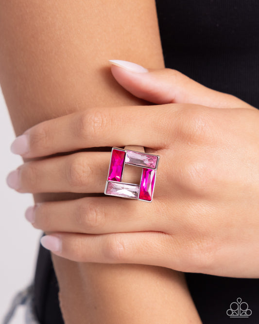 Sinuous Square - pink - Paparazzi ring