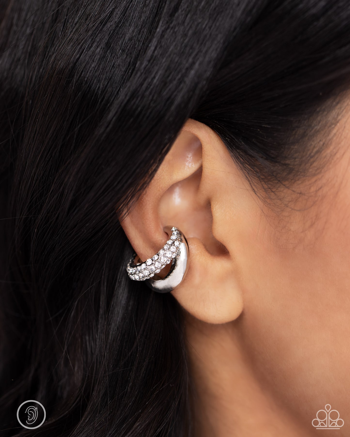 Sizzling Spotlight - white - Paparazzi ear cuff