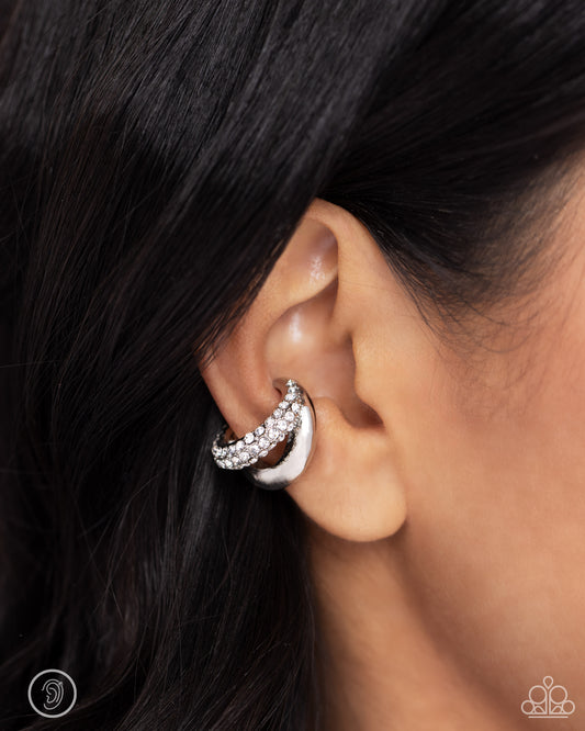 Sizzling Spotlight - white - Paparazzi ear cuff