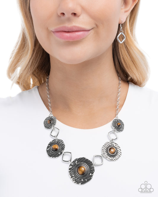 Skewed Squares - brown - Paparazzi necklace