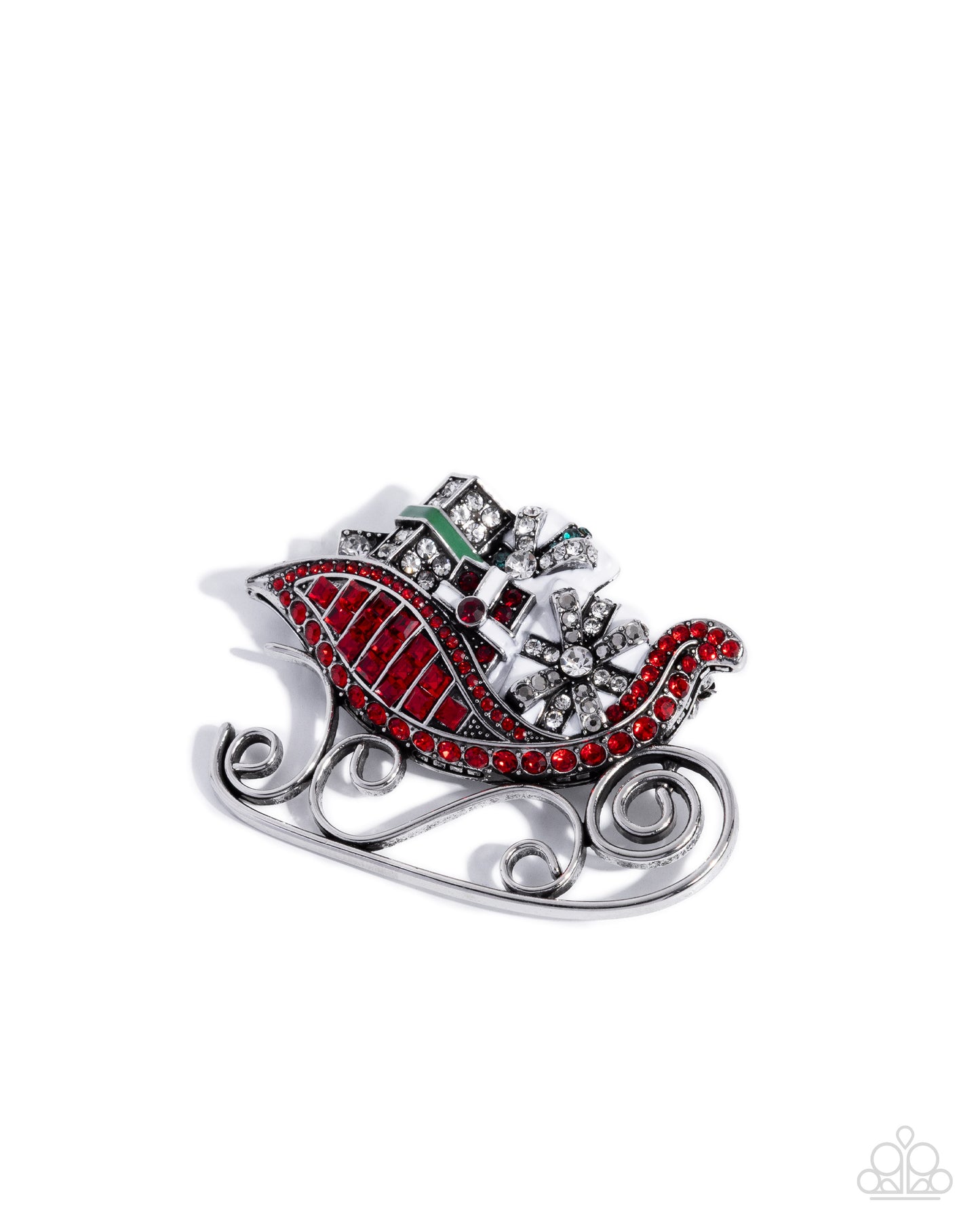 Sledding Shimmer - red - Paparazzi brooch