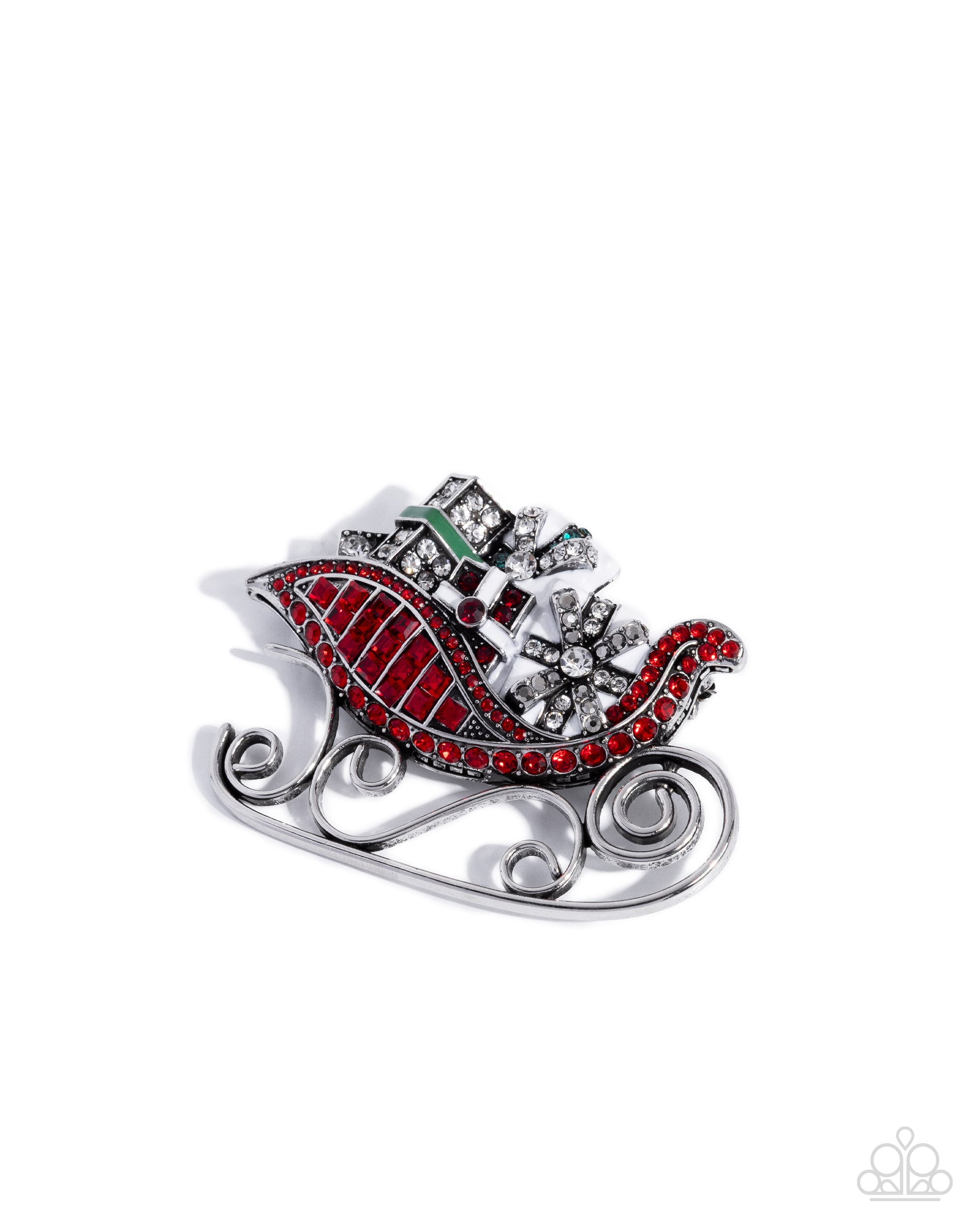 Sledding Shimmer - red - Paparazzi brooch