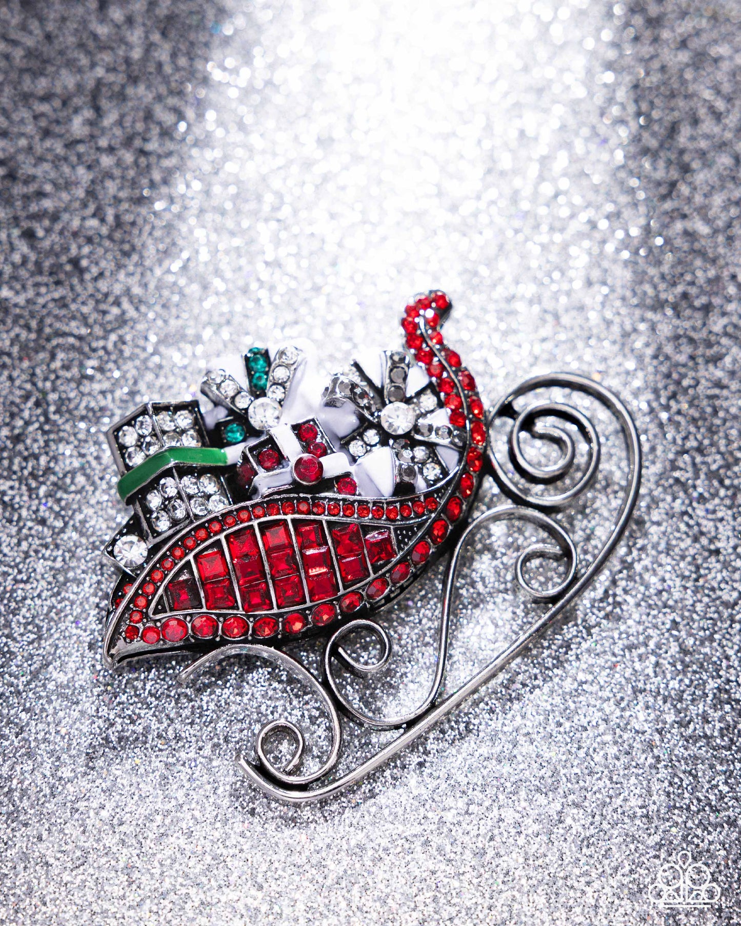 Sledding Shimmer - red - Paparazzi brooch