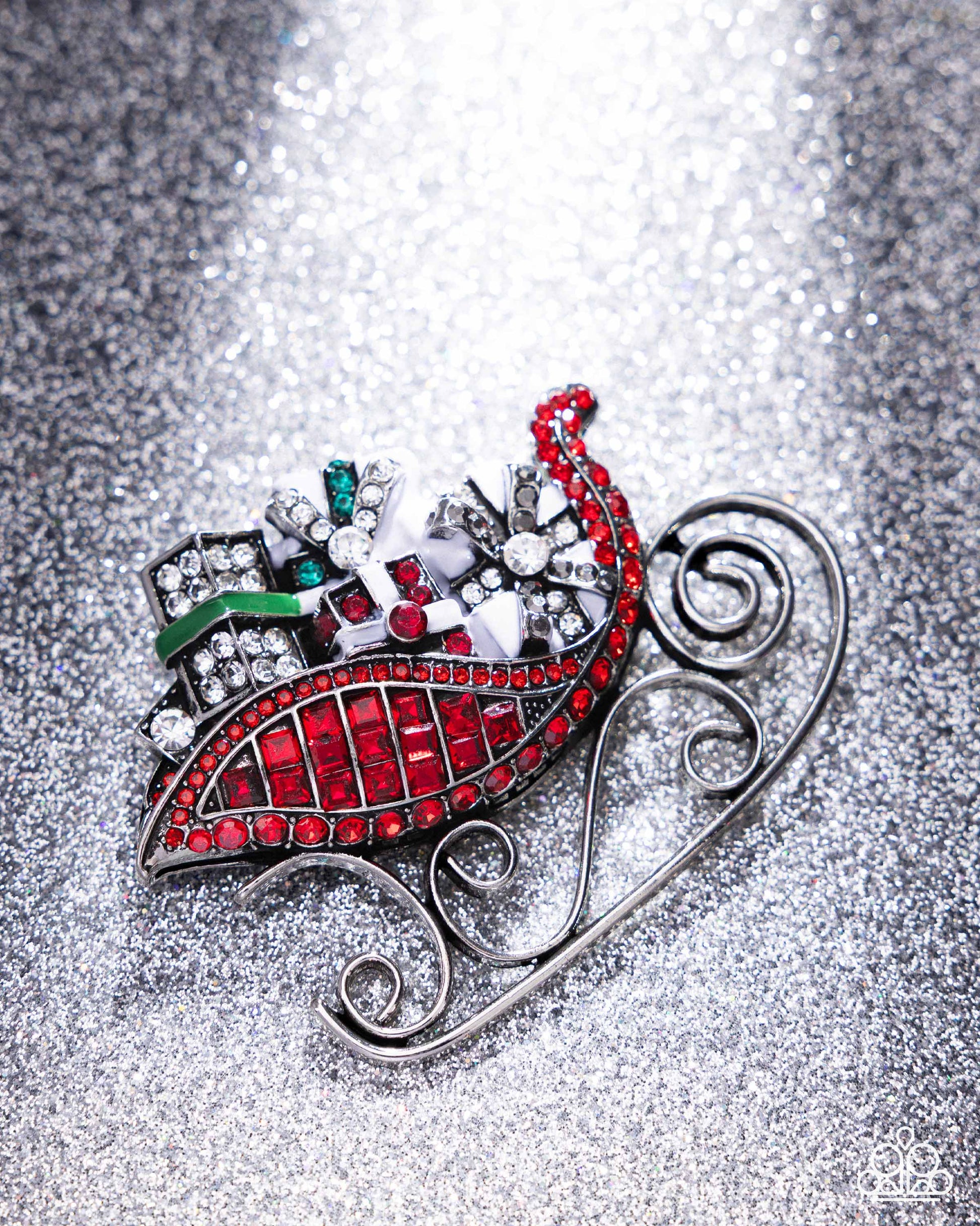 Sledding Shimmer - red - Paparazzi brooch
