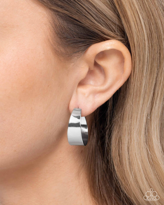 Sleek Secret - silver - Paparazzi earrings