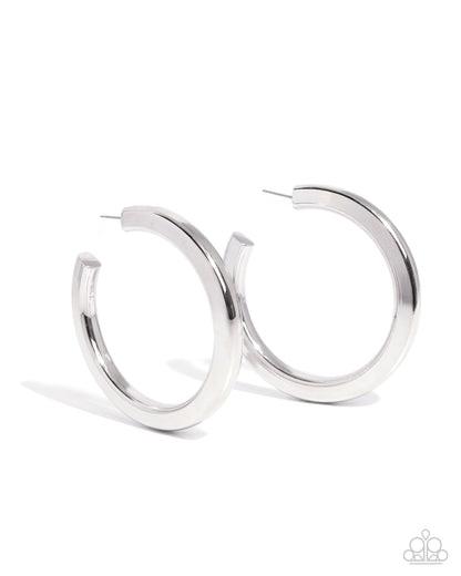 Sleek Spotlight - silver - Paparazzi earrings
