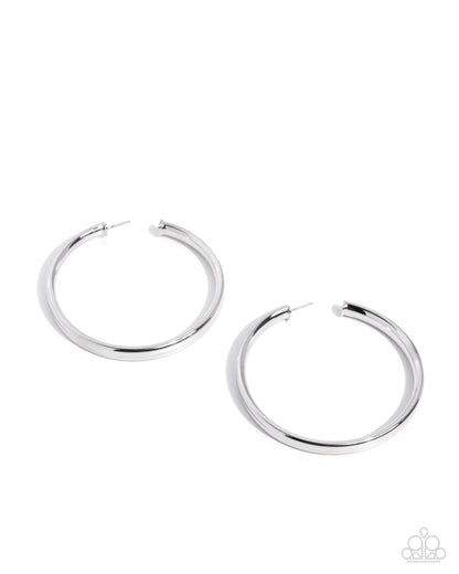 Sleek Staple - silver - Paparazzi earrings