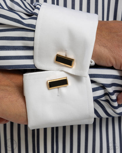 Sleek Surrender - gold - Paparazzi MENS cufflinks