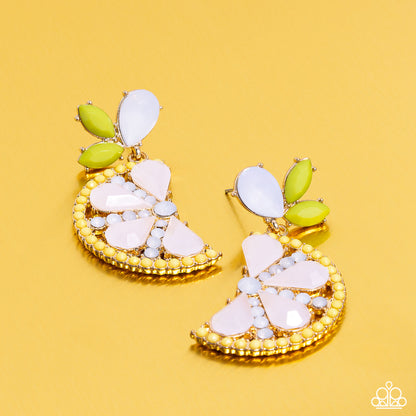 Slice of Summer - yellow - Paparazzi earrings
