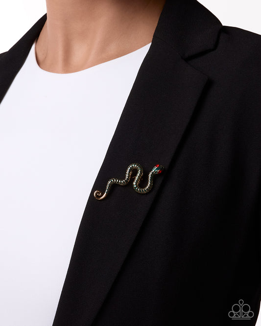 Slither Season - green - Paparazzi brooch