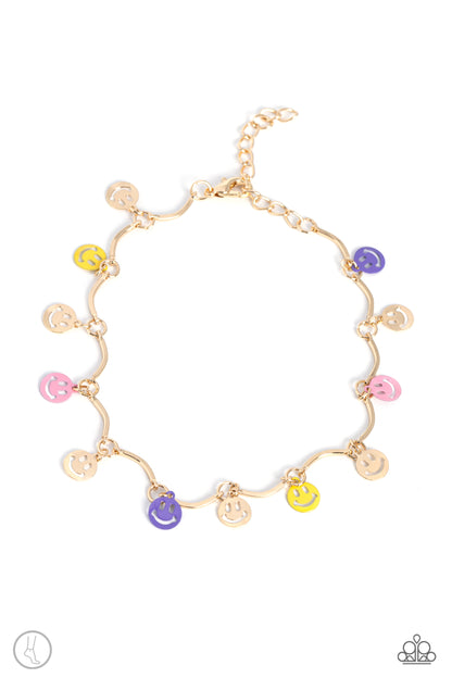 Smiley Sensation - gold - Paparazzi anklet