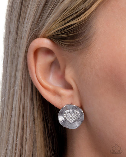 Smitten Sunburst - white - Paparazzi earrings
