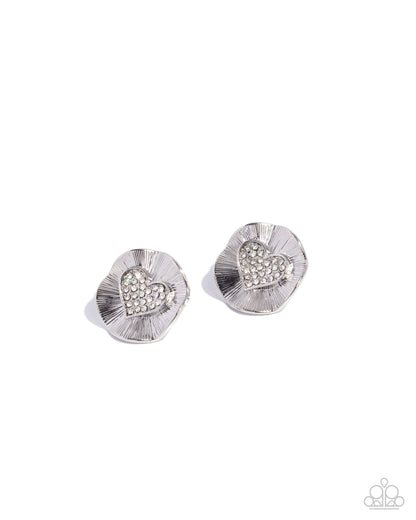 Smitten Sunburst - white - Paparazzi earrings