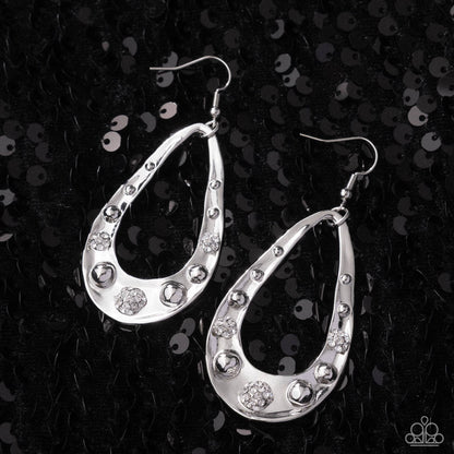 Smoldering Sashay - white - Paparazzi earrings