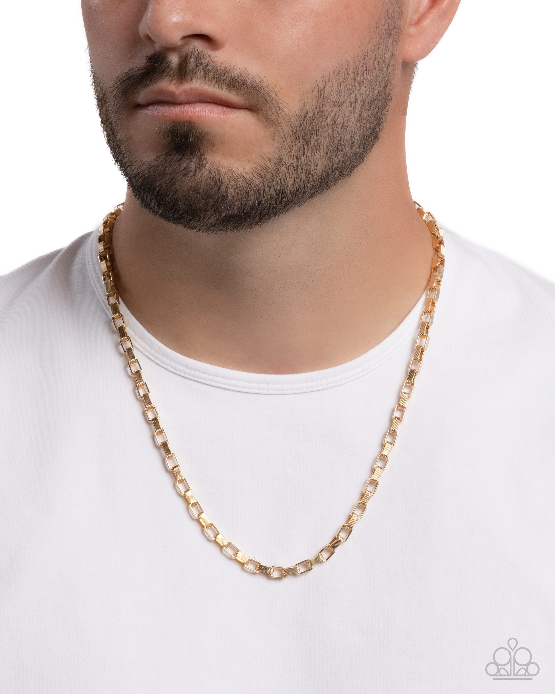 Smoldering Squares - gold - Paparazzi MENS necklace
