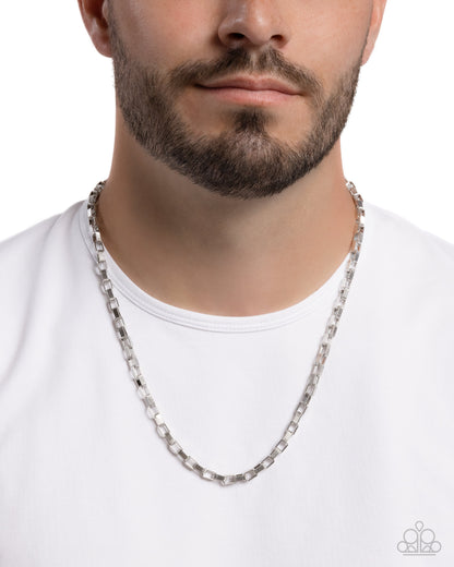 Smoldering Squares - silver - Paparazzi MENS necklace