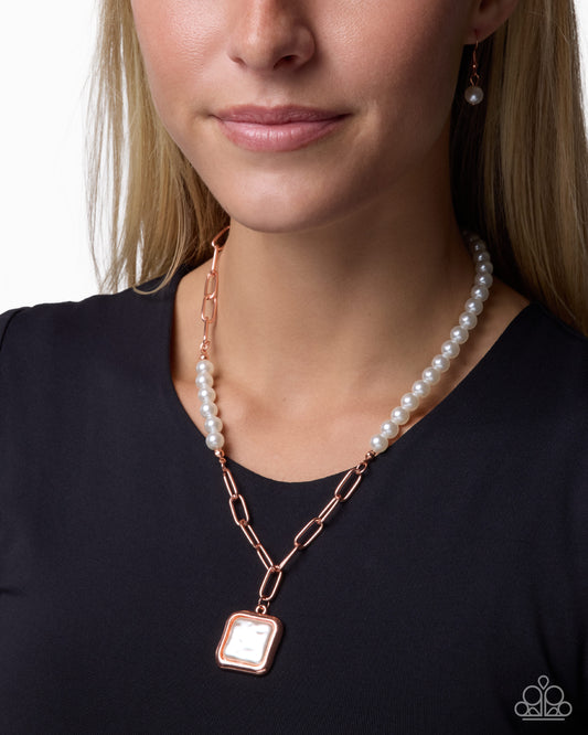 Smooth Square - copper - Paparazzi necklace