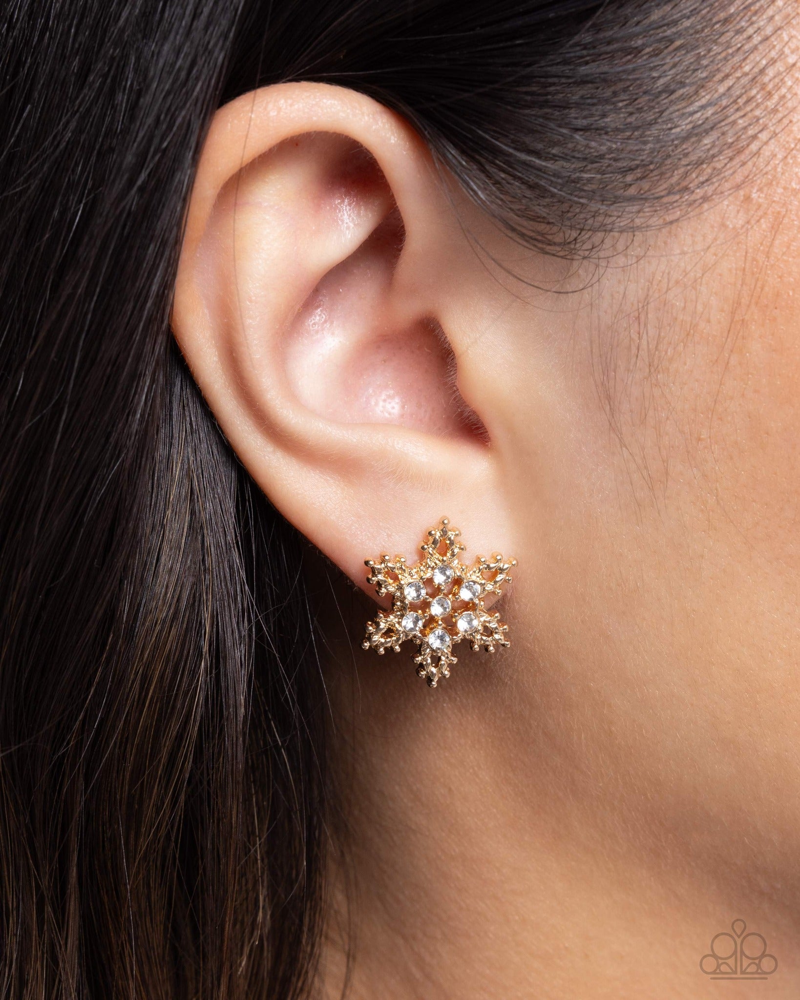 Snowflake Spell - gold - Paparazzi earrings