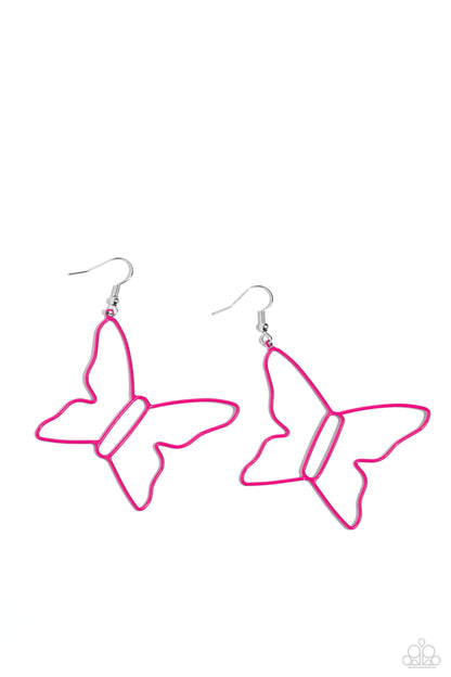 Soaring Silhouettes - pink - Paparazzi earrings