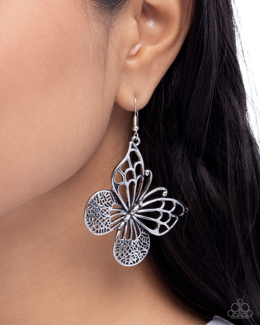Soaring Skill - silver - Paparazzi earrings