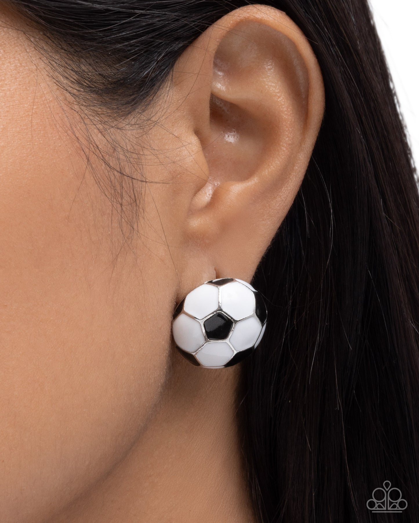 Soccer Symmetry - black - Paparazzi earrings