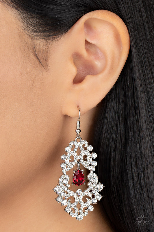 Sociable Sparkle - red - Paparazzi earrings