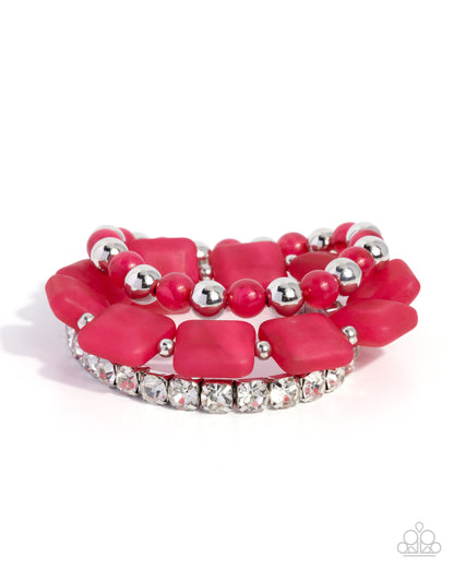 Socialite Squares - pink - Paparazzi bracelet
